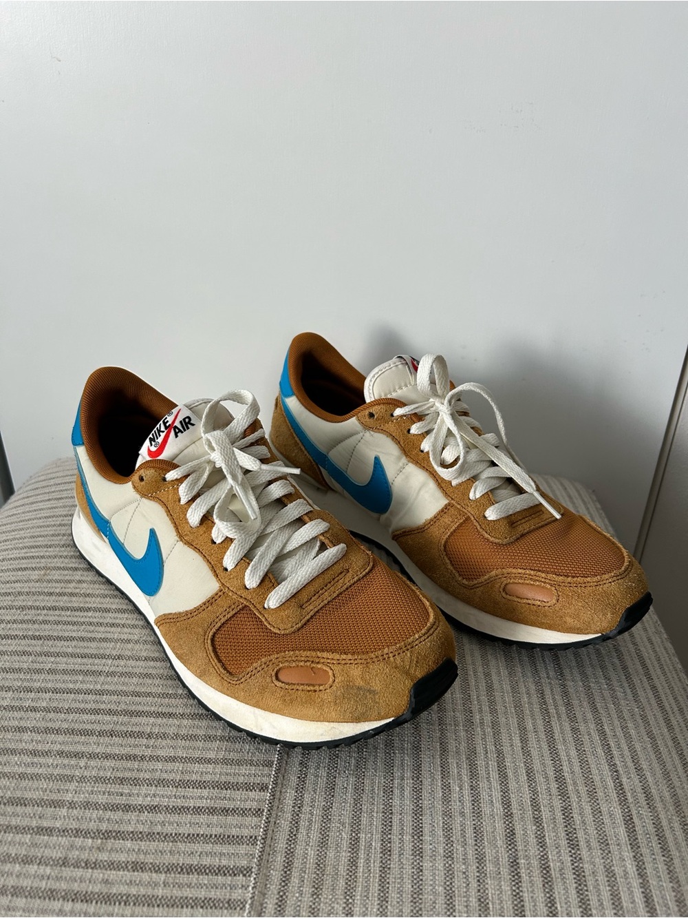 Rare Nike Air Vortex Sneakers Brown Blue Suede Men’s 9.5 Desert Ochre